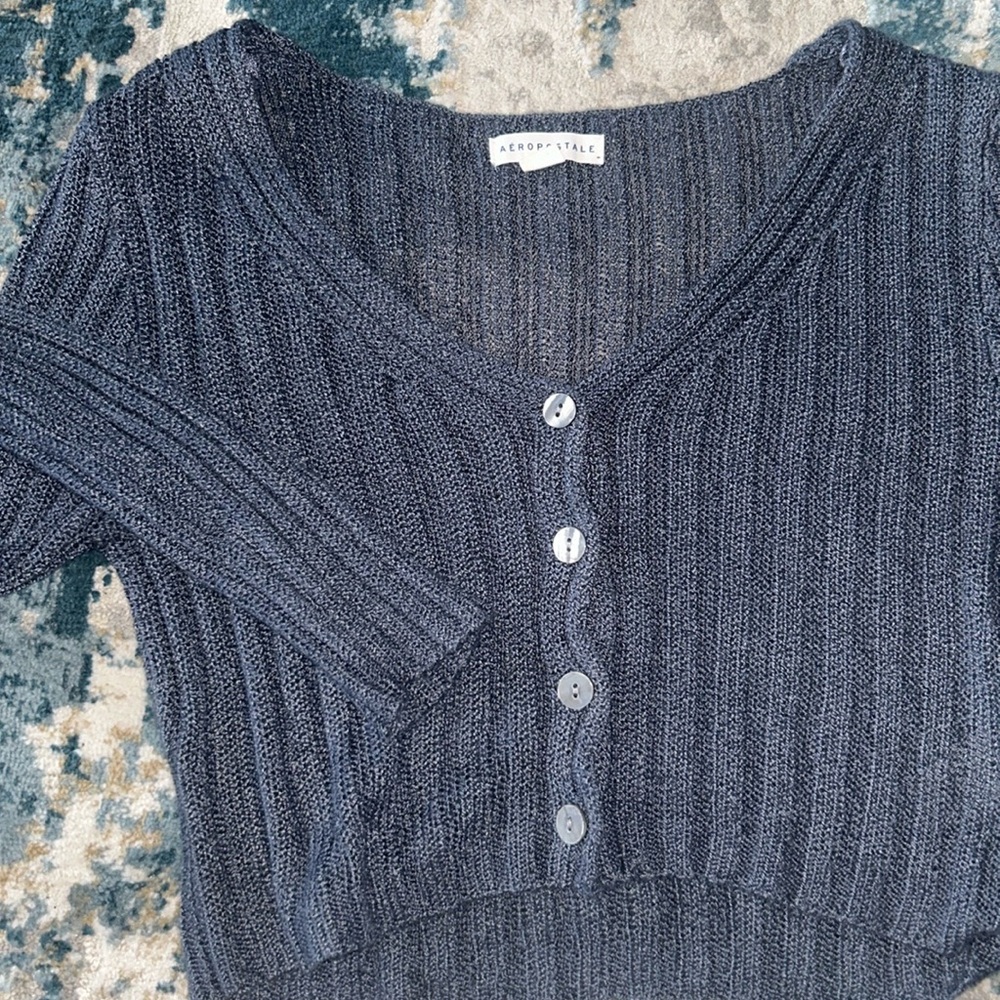 Button-up cropped sweater